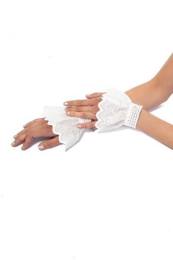 Manchet Wit Armband Broderie Manchetten Mouw Polsband Verkle beschikbaar voor biedingen
