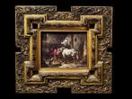 École européenne (XX) - Intérieur d’écurie avec chevaux,, Antiek en Kunst