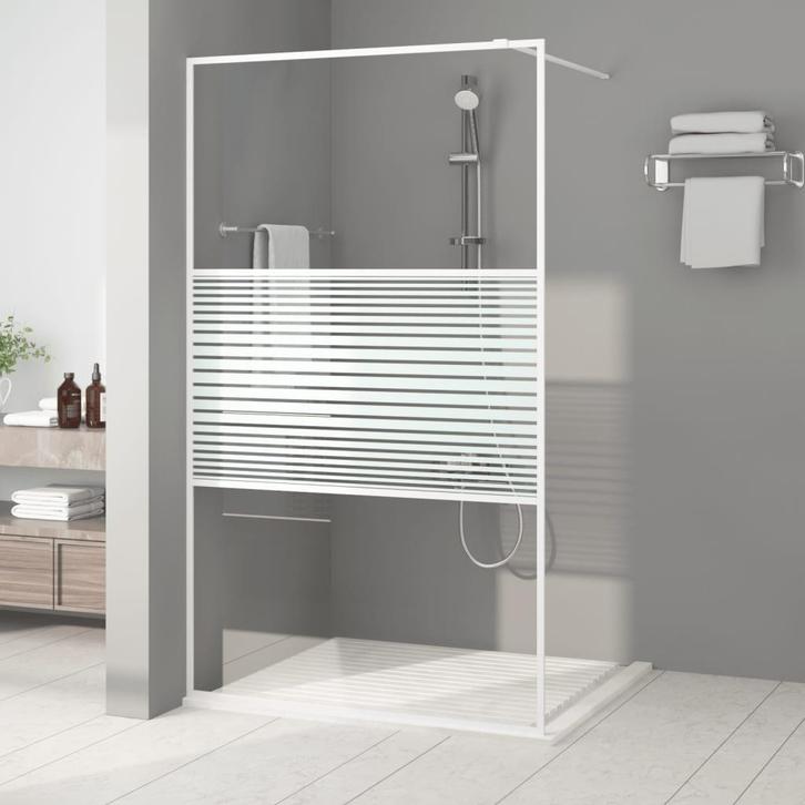 vidaXL Inloopdouchewand 115x195 cm transparant ESG-glas wit, Doe-het-zelf en Bouw, Sanitair, Nieuw, Verzenden