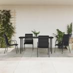 vidaXL 5-delige Tuinset textileen en staal zwart, Tuin en Terras, Tuinsets en Loungesets, Verzenden, Nieuw, Tuinset