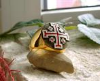 AJS Rare artisanal croix de Jérusalem en céramique émaillée