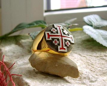 AJS Rare artisanal croix de Jérusalem en céramique émaillée