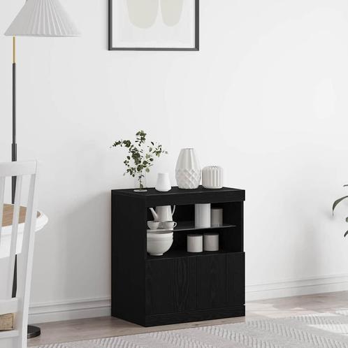 vidaXL Dressoir met LED-verlichting Zwart Eiken 60x37x67 cm, Huis en Inrichting, Kasten | Dressoirs, Nieuw, Verzenden