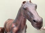 Beeld, Set leren paarden 1960s - 46 cm - Hout, Antiek en Kunst