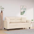 vidaXL Tweezitsbank met kussens 140 cm microvezelstof beige, Huis en Inrichting, Zetels | Zetels, Verzenden, Nieuw