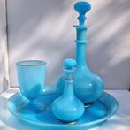 Vaas -  Baccarat blue Opaline 4 pieces set France ca 1880  -, Antiquités & Art