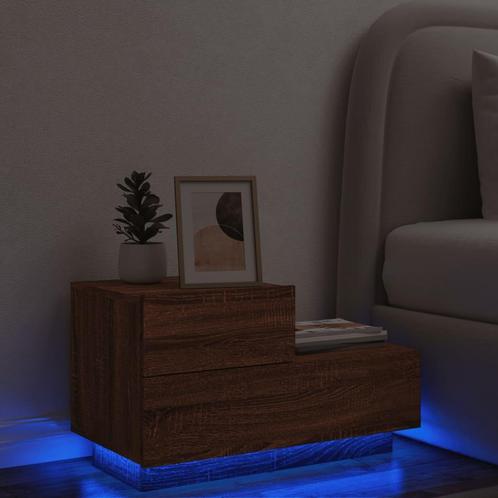 vidaXL Table de chevet avec lumières LED chêne marron, Huis en Inrichting, Slaapkamer | Nachtkastjes, Verzenden