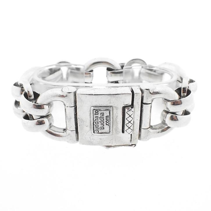 Zilveren Buddha to Buddha armband | 19 cm (zware armband), Handtassen en Accessoires, Armbanden, Overige kleuren, Gebruikt, Zilver