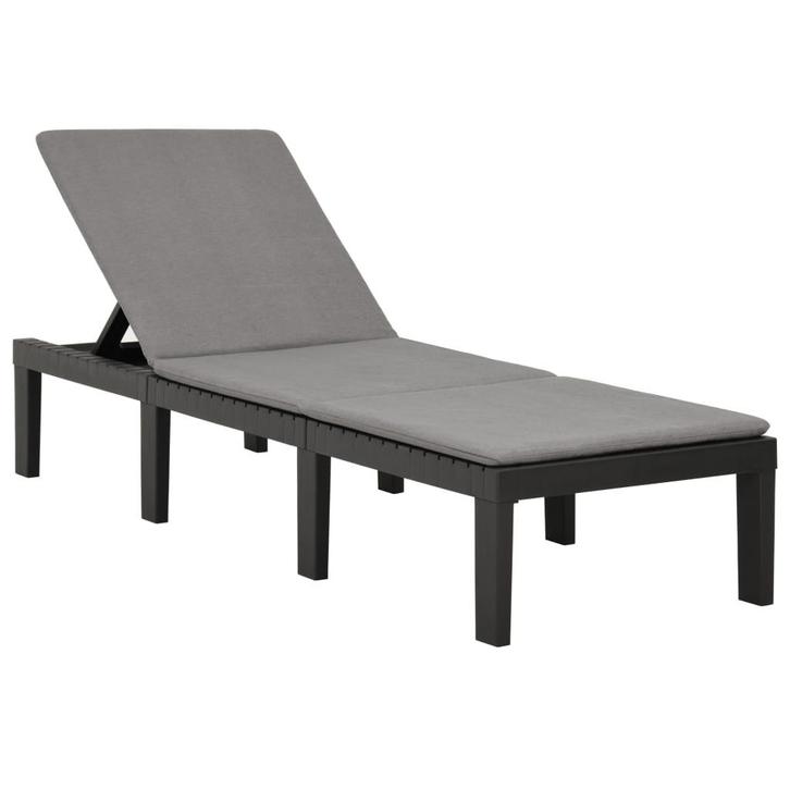 vidaXL Ligbed met kussen kunststof antracietkleurig, Tuin en Terras, Ligbedden, Nieuw, Verzenden