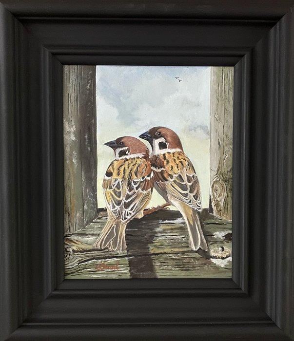 Ben Oude Breuil (1949) - Gebroederlijk in het ochtendgloren, Antiek en Kunst, Kunst | Schilderijen | Klassiek