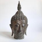 Bronzen Boeddha Hoofd – Hoogte 26 cm - Thailand - Eind 20e, Antiquités & Art
