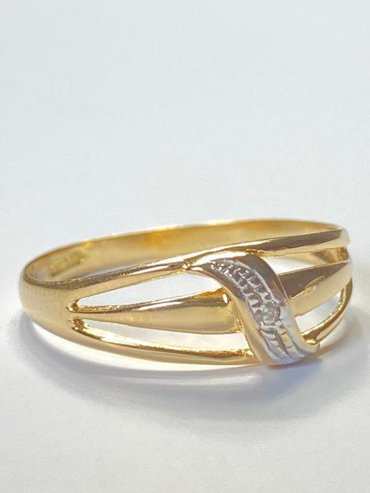 Zonder Minimumprijs - Ring - 18 karaat Geel goud Diamant, Handtassen en Accessoires, Ringen