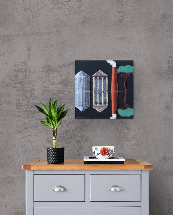 Andrea Vandoni - Italic Landscape - 4 - pastel 50 x 50, Antiek en Kunst, Kunst | Designobjecten