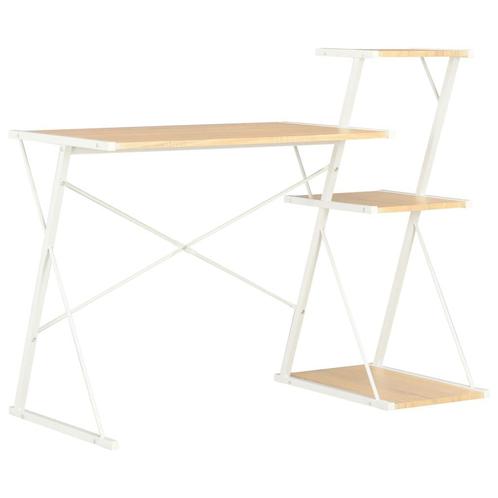 vidaXL Bureau met schap 116x50x93 cm wit en eikenkleurig, Huis en Inrichting, Bureaus, Nieuw, Verzenden