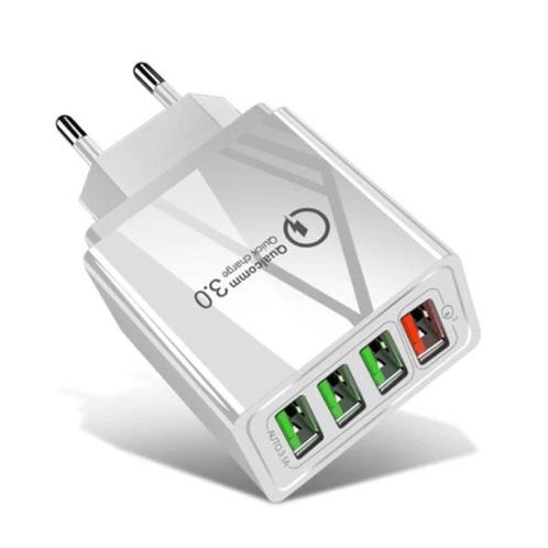 Qualcomm Quick Charge 3.0 Quad 4x Port USB Muur Oplader, Telecommunicatie, Mobiele telefoons | Batterijen en Accu's, Nieuw, Verzenden
