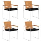 vidaXL Tuinstoelen 4 st met kussens massief acaciahout, Jardin & Terrasse, Chaises de jardin, Verzenden