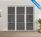 Enkele stalen taatsdeur met glaspaneel, 3 vlaks, wit, rook g, Doe-het-zelf en Bouw, Deuren en Vliegenramen, Nieuw, Metaal, Overige typen