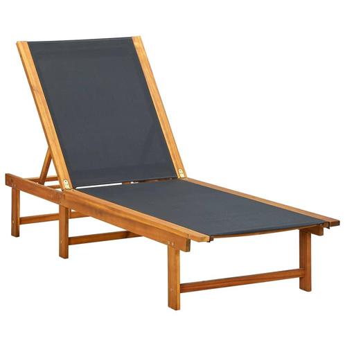 vidaXL Ligbed massief acaciahout en textileen, Tuin en Terras, Ligbedden, Nieuw, Verzenden