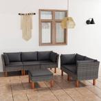 vidaXL 6-delige Loungeset met kussens poly rattan grijs, Tuin en Terras, Verzenden, Nieuw, Loungeset