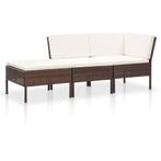 vidaXL 3-delige Loungeset met kussens poly rattan bruin, Tuin en Terras, Tuinsets en Loungesets, Verzenden, Nieuw, Loungeset