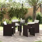vidaXL Tuin Eettafel Set 5 pcs Bruin poly rattan, Tuin en Terras, Verzenden, Nieuw