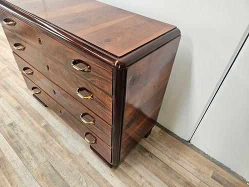 Commode - Commode Art Déco en plumes de noyer 1940 - Acajou,, Antiek en Kunst, Kunst | Designobjecten