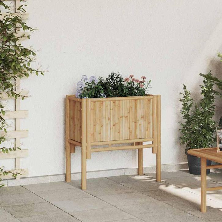 vidaXL Verhoogde plantenbak Bruin 70 x 35 x 70 cm Bamboe, Tuin en Terras, Bloempotten, Nieuw, Verzenden