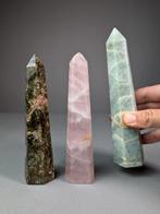 Drietal mineralen: fluoriet, rhodochrosiet & rozenkwarts, Verzamelen, Mineralen en Fossielen