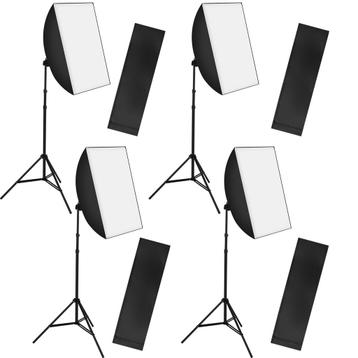 Set van 4 studiolampen set met softbox, statief en tas - zwa