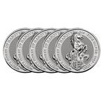 Verenigd Koninkrijk. 5 x 2 oz 2020 £5 GBP UK Silver Queens, Postzegels en Munten