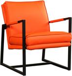 Oranje leren industriële design stoel - Toledo Leer Orange, Nieuw, Leer, Ophalen of Verzenden, 75 tot 100 cm