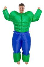 KIMU® Opblaas Kostuum Hulk Groen Opblaasbaar Pak Mascotte Op, Ophalen of Verzenden