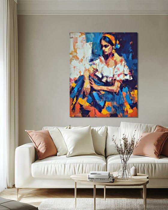 Michael Mey - Girl in Vivid Dress - XL, Antiek en Kunst, Kunst | Schilderijen | Modern