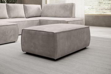 Poef Foster beige ribstof 102 cm hocker, Verzenden, Nieuw