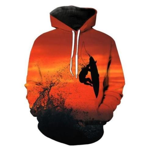 Hoodie Sweater Trui met Kap (Medium) - Surfing Print
