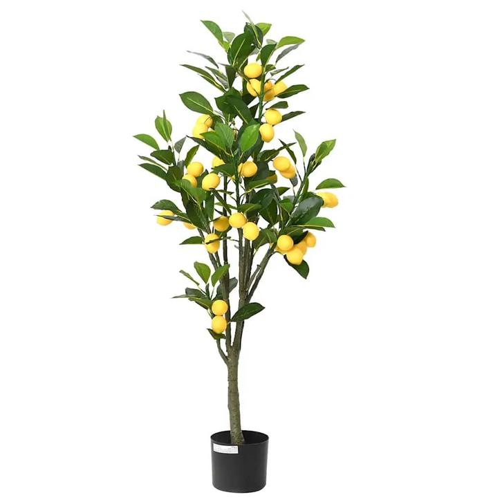 vidaXL Kunstcitroenboom 136 blaadjes 120 cm groen, Huis en Inrichting, Woonaccessoires | Kunstplanten en Kunstbloemen, Nieuw, Verzenden