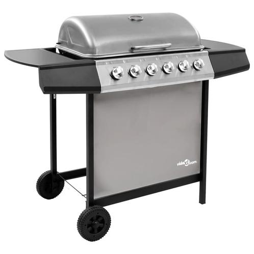 vidaXL Barbecue gril à gaz avec 6 brûleurs Noir et, Jardin & Terrasse, Barbecues au charbon de bois, Neuf, Envoi