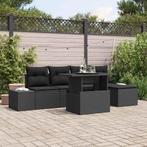 vidaXL Tuinbank Set 6 pcs Zwart Poly riet, gepoedercoat, Tuin en Terras, Verzenden, Nieuw