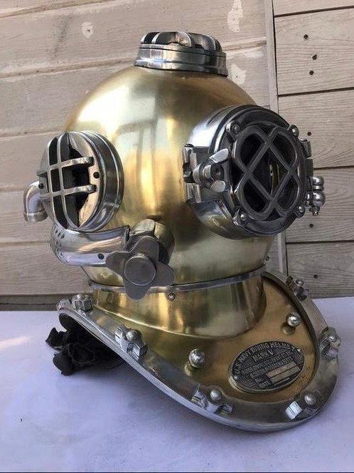 Grand casque de plongée nautique XXL Mark V Morse Diving, Antiquités & Art, Art | Objets design