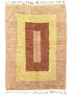 Handmade Moroccan Berber Beni Ourain Wool Rug in Yellow and