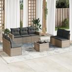 vidaXL 8-delige Loungeset met kussens poly rattan grijs, Tuin en Terras, Verzenden, Nieuw