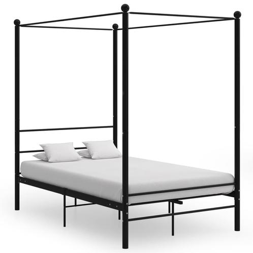 vidaXL Cadre de lit à baldaquin Noir Métal 140x200 cm, Maison & Meubles, Chambre à coucher | Lits, Neuf, Envoi