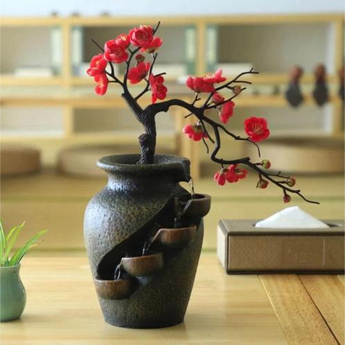 Sier Waterval Zen Garden - Plant Vaas Feng Shui Fontein, Huis en Inrichting, Woonaccessoires | Wanddecoraties, Nieuw, Verzenden