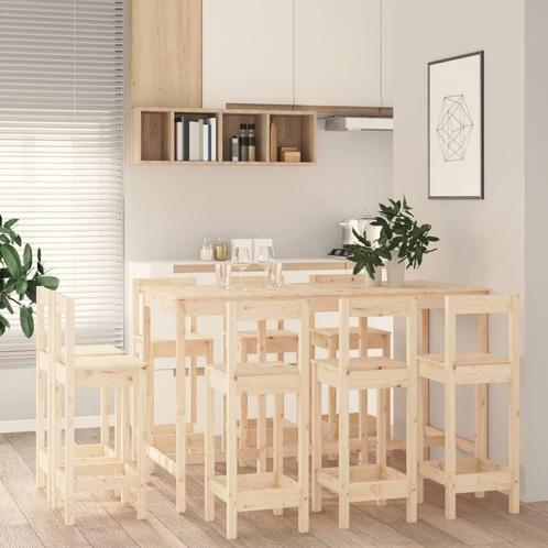 vidaXL 9-delige Barset massief grenenhout, Huis en Inrichting, Complete eetkamers, Nieuw, Verzenden