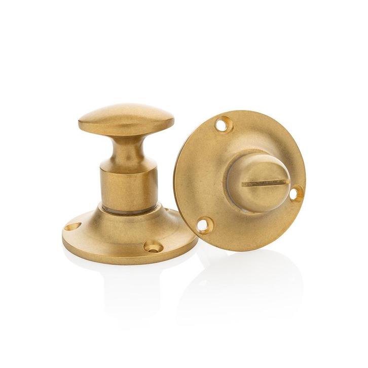 WC draaiknop messing getrommeld op rond rozet, Doe-het-zelf en Bouw, Hang- en Sluitwerk, Slot, Nieuw, Koper of Messing, Ophalen of Verzenden