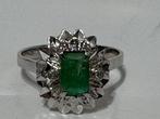 Zonder minimumprijs - Ring - 18 karaat Witgoud Smaragd -, Handtassen en Accessoires, Ringen, Nieuw