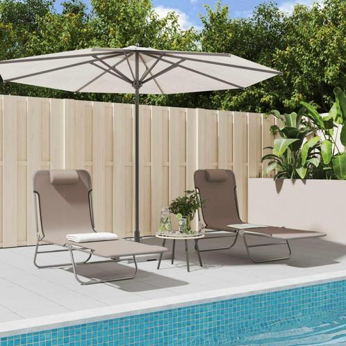 vidaXL Chaises longues pliables lot de 2 marron, Jardin & Terrasse, Chaises longues, Neuf, Envoi