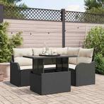 vidaXL Buiten Eettafel Set met kussen 5 pcs Zwart Poly, Tuin en Terras, Verzenden, Nieuw