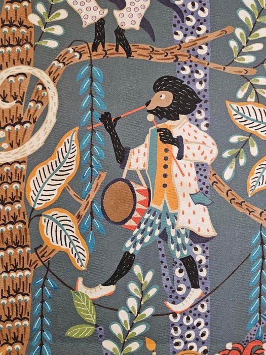 300x280cm! Exclusief Bohemian stof met apen en muzikanten -, Antiquités & Art, Tapis & Textile