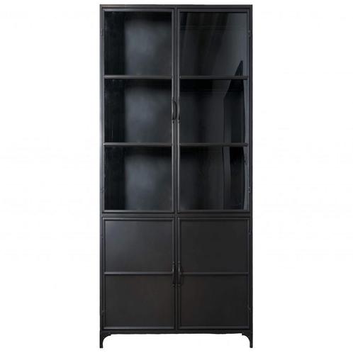 Zwarte Buffetkast | Vitrinekast Glas | 200 x 80 cm, Huis en Inrichting, Kasten | Vitrinekasten, 25 tot 50 cm, Met deur(en), Met plank(en)